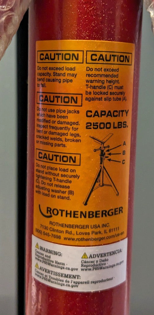 Rothenberger SuperJack V Head Pipe Stand  27" - 50"  10640