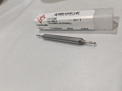 CLEVELAND Square End Mill: 1/16" Dia 2 Fl HSS C41036