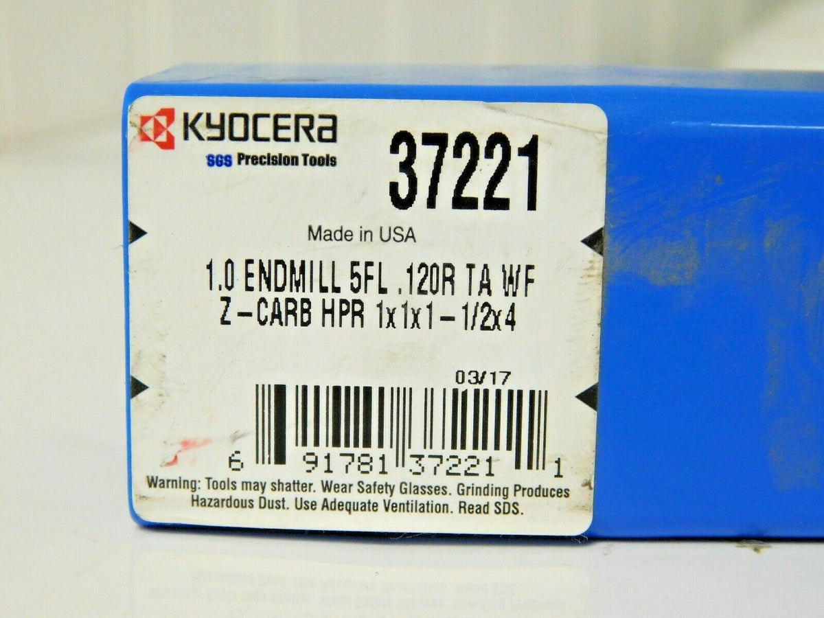 Kyocera SGS Carbide Roughing End Mill 1" Diam x 1-1/2" LOC x 4" O