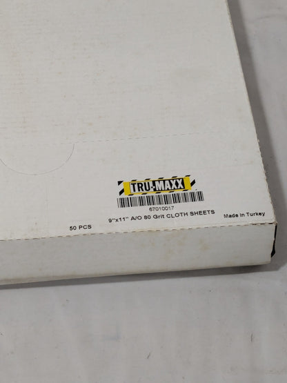 Tru-Maxx Sanding Sheet: 80 Grit, Aluminum Oxide, Coated Qty 50 67010017