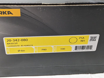 Mirka Basecut 6" PSA Solid Sanding Discs 80G 100 Discs Per Roll 20-342-080