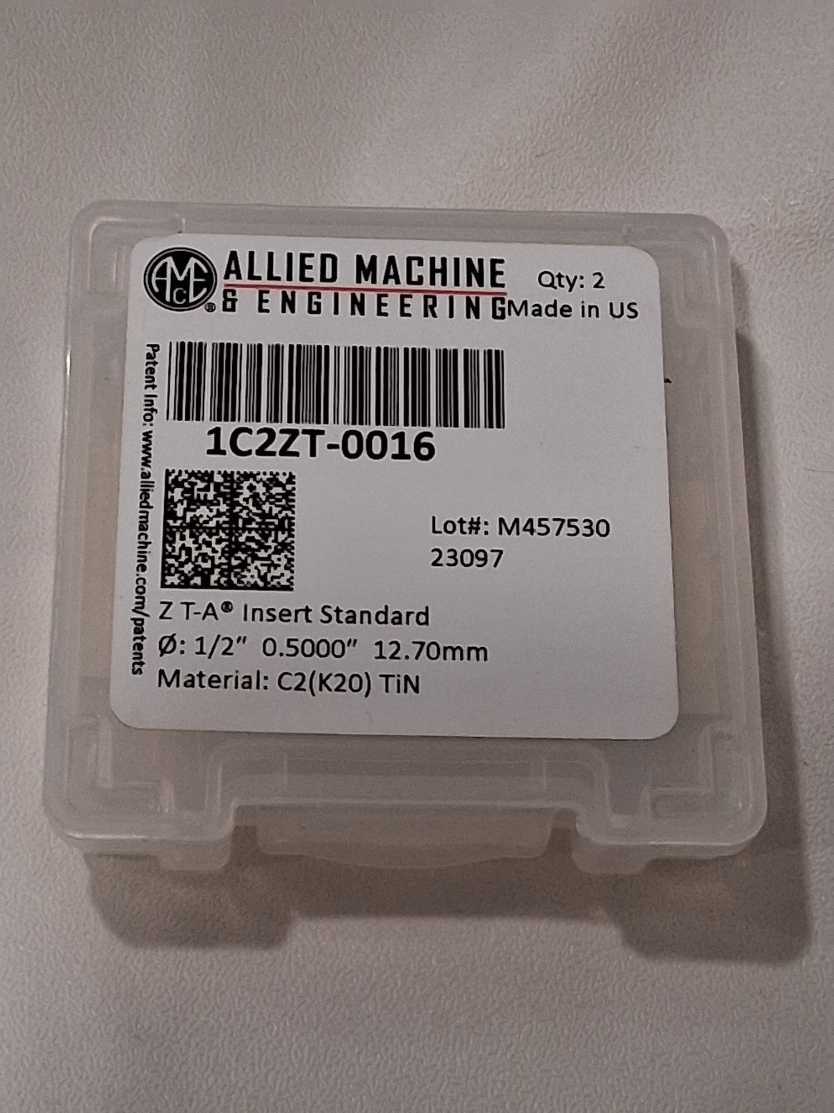 AME Spade Drill Carbid Insert 1/2" Dia Seat Size Z 132º Point 1C2ZT-0016 2
