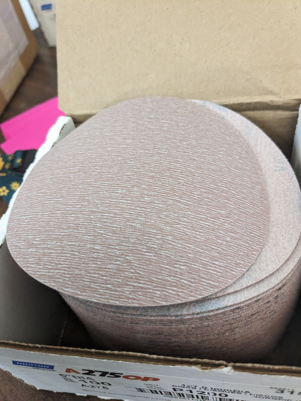 NORTON Hook & Loop Disc 100pk 5" Disc Dia, 1,000 Grit, Coated 66261131535