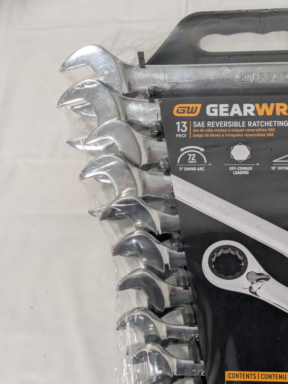 GEARWRENCH Combination Wrench Set: 13 Pc, 5/16 to 1" Wrench, 15º Angle 9509N