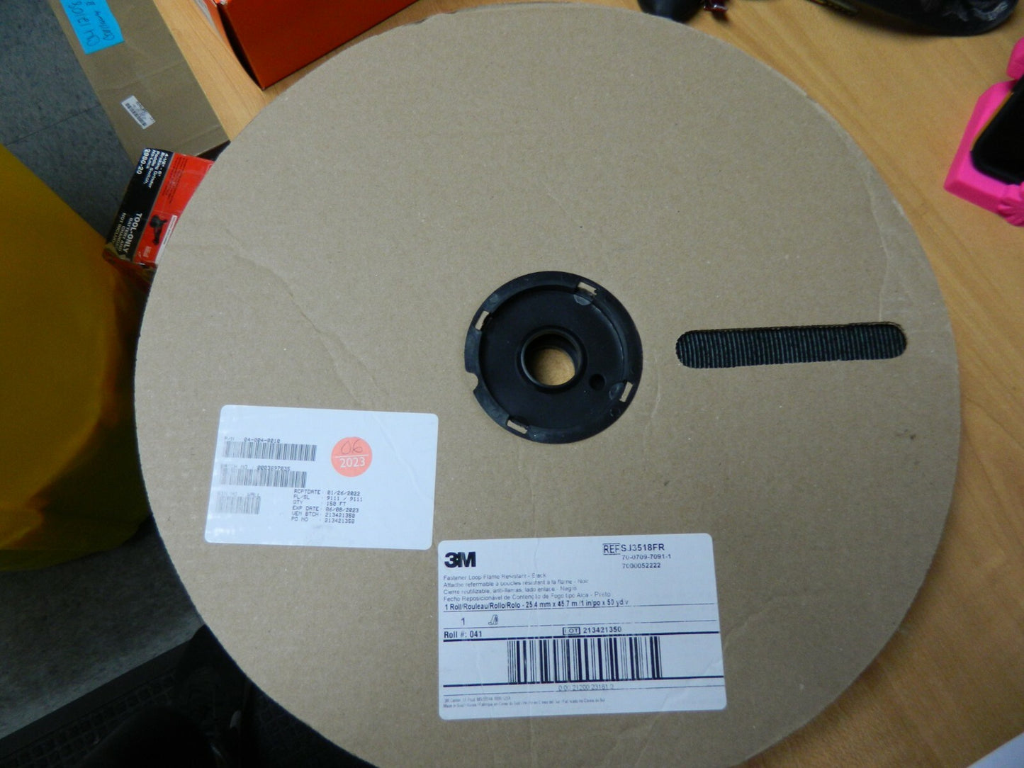 3M  SJ3518FR Black Reclosable Fastener - Loop - 1 in Width x 50 yd Length