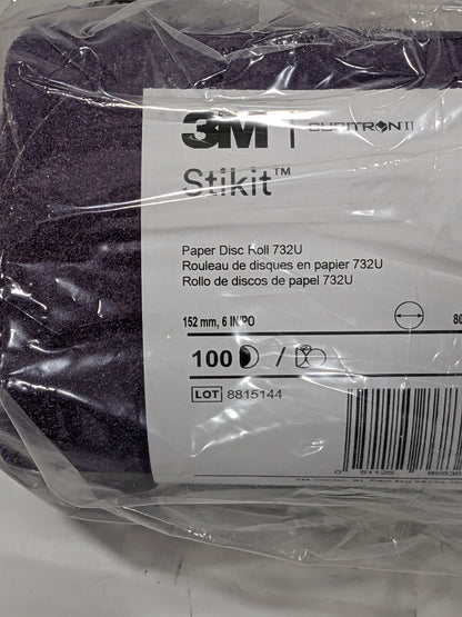 3M 6" Dia PSA Disc Roll: 80 Grit, Premium Ceramic Alumina 7100045905