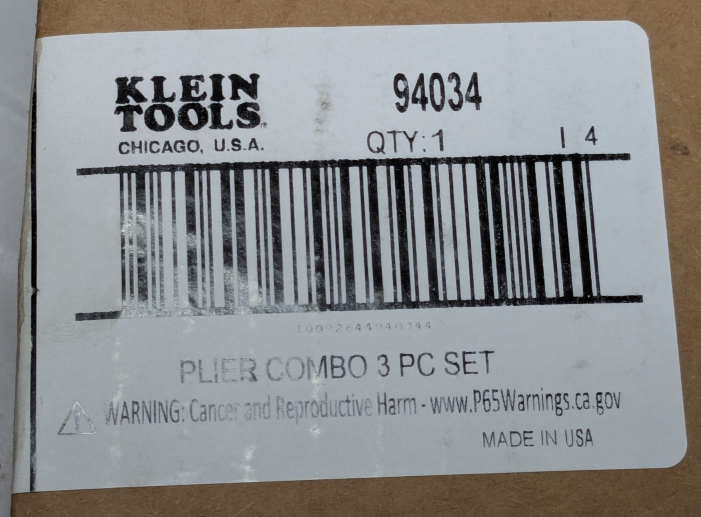 Klein Tools 3 Piece Pliers Combo Set 94034