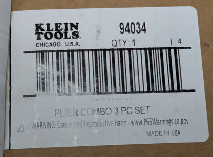 Klein Tools 3 Piece Pliers Combo Set 94034