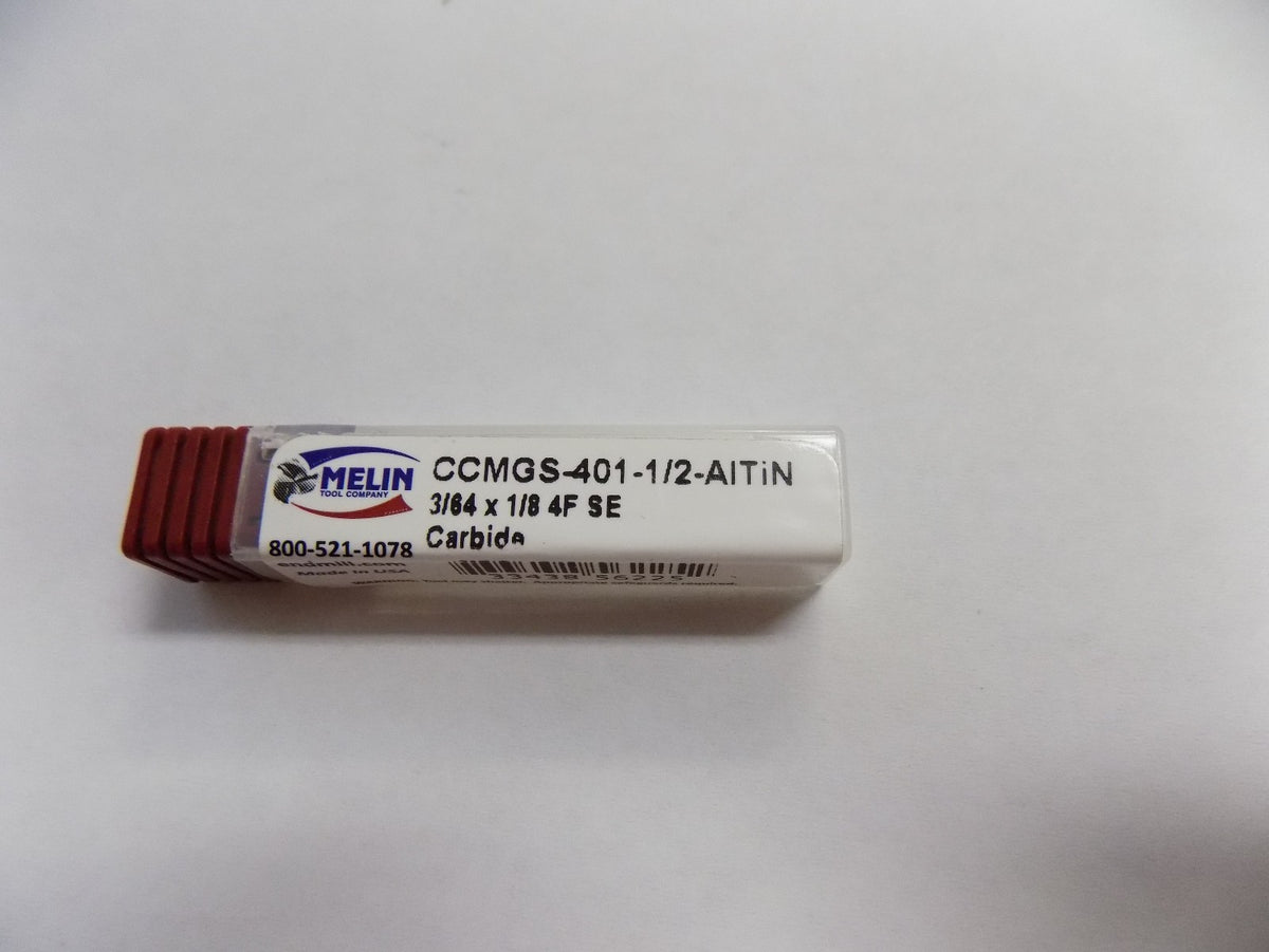 Melin End Mill 2/64" x 1/8" x 1-1/2" 4FL AlTiN Carbide QTY 4 CCMG