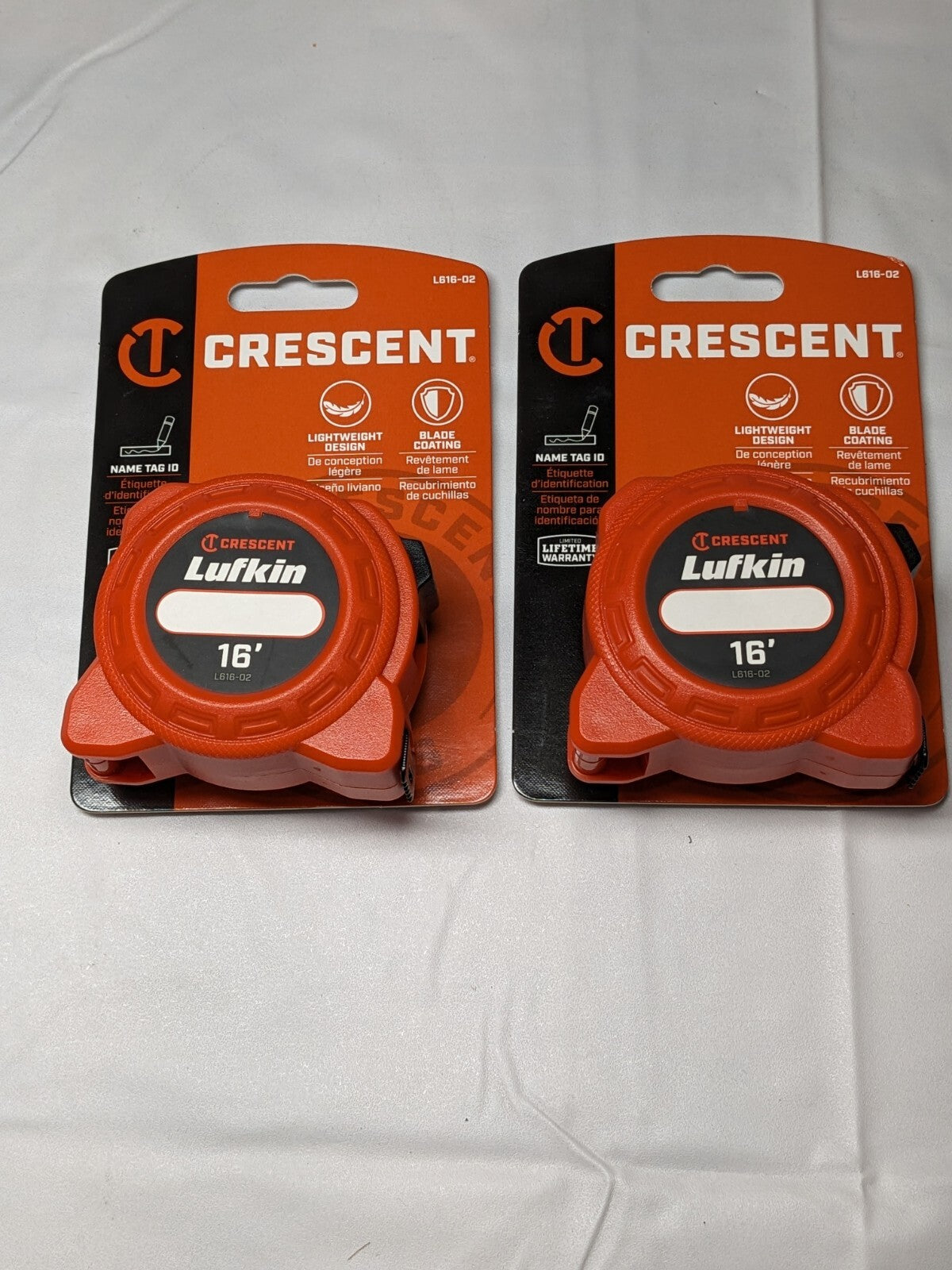 LUFKIN Tape Measure: 16' Long, 3/4" Width, Yellow Blade Qty 2 L616-02
