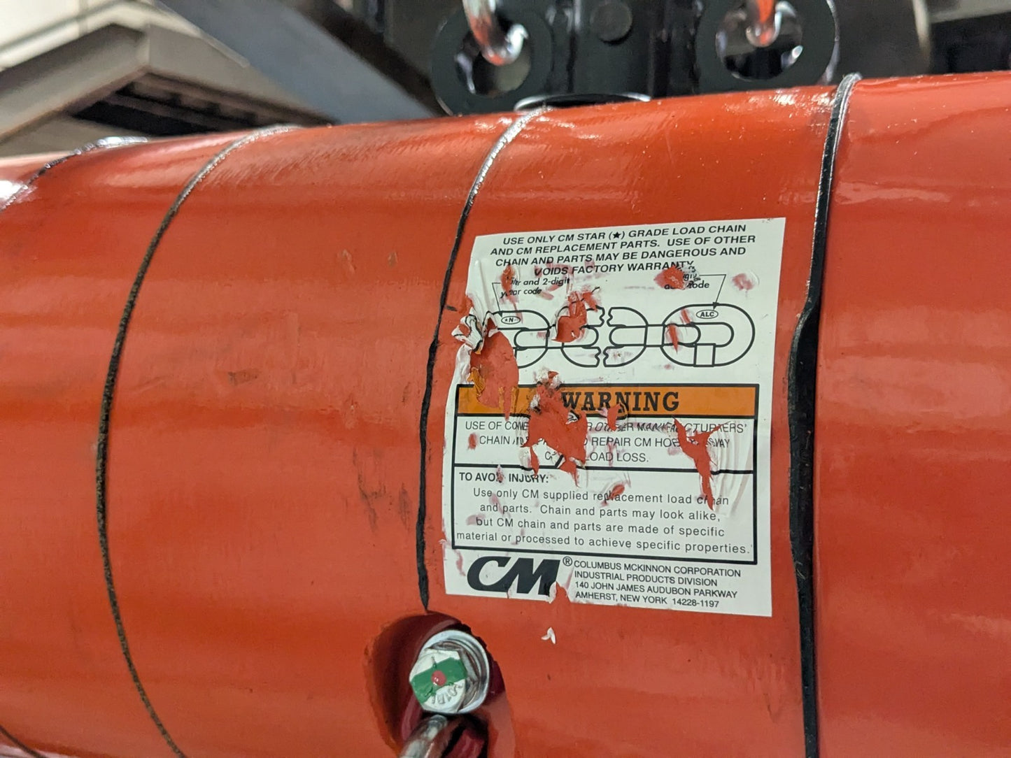 CM Lodestar Electric Chain Hoist 1 Ton Capacity 10 Ft Lift 16 FPM 110v 3522CF