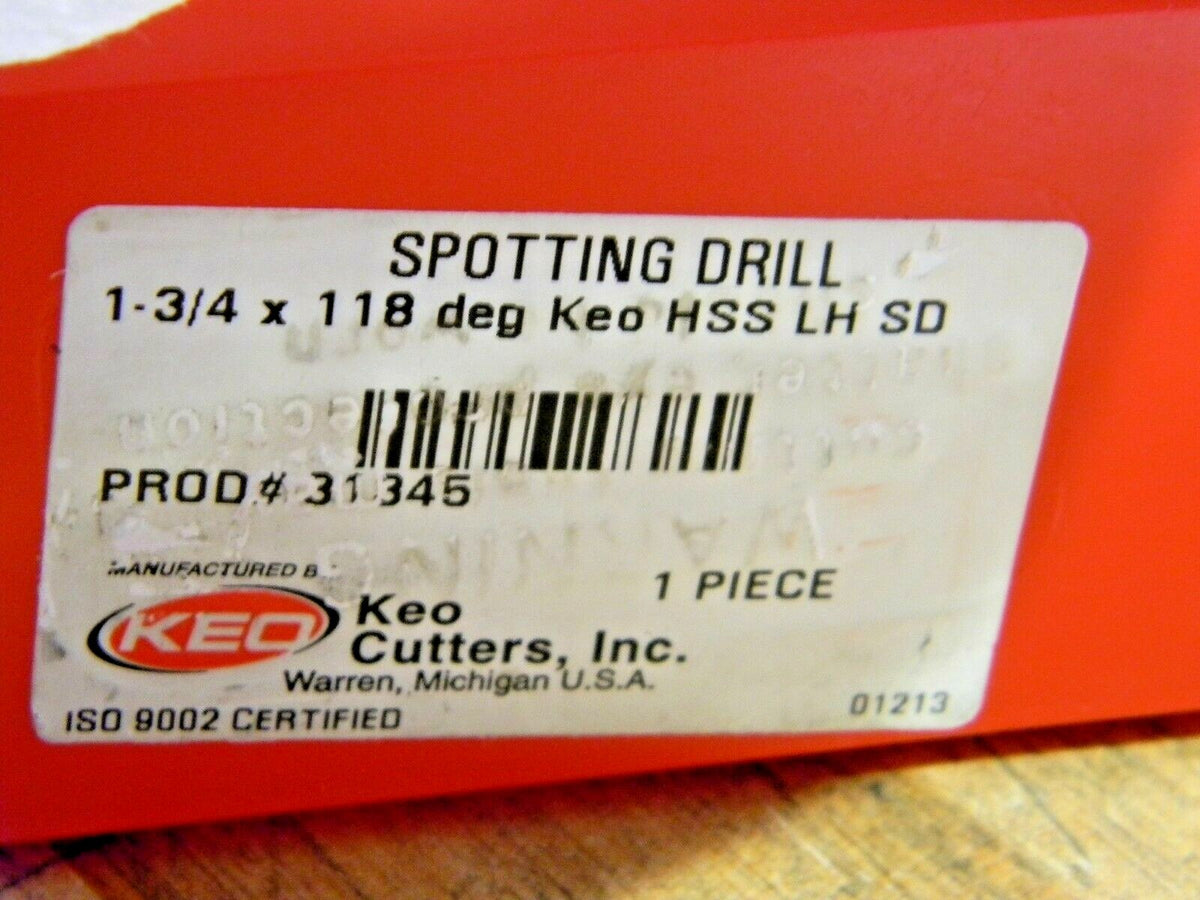 Keo Spotting Drill 1-3/4" Body Diam x 1-3/4" SD x 5-1/2" OAL118°