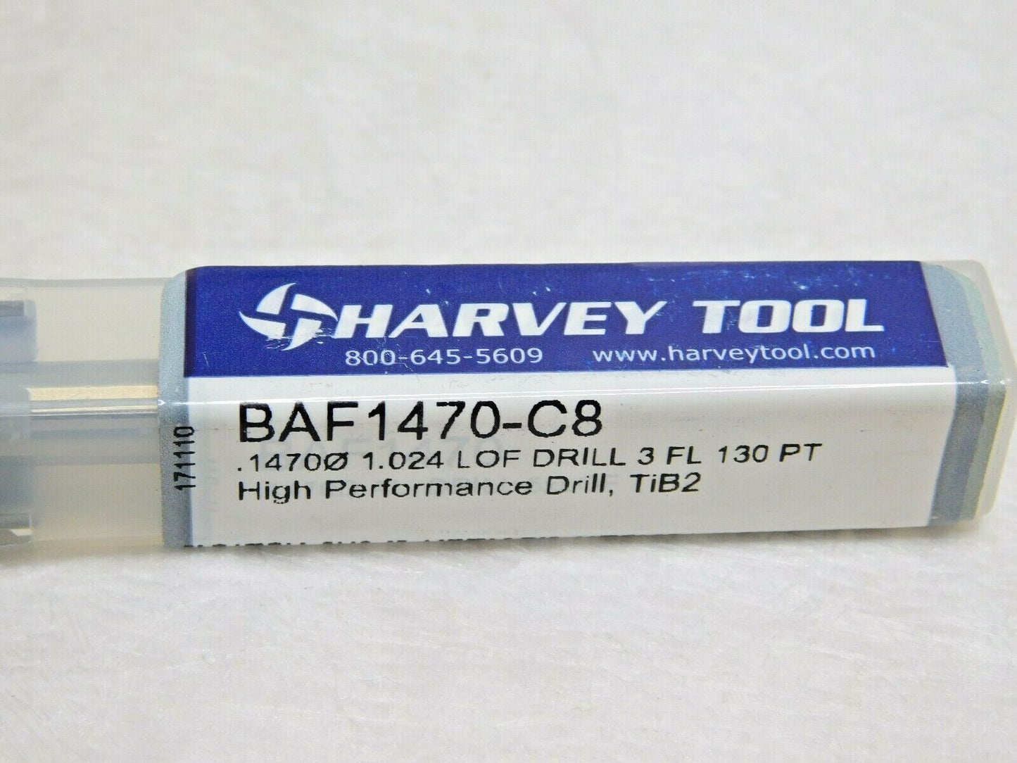 Harvey Tool Carbide Miniature High Performance Drill .1470" Dia 3FL BAF1470-C8