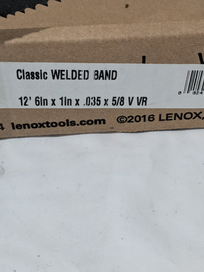 Lenox Welded Bandsaw Blade: 12' 6 Long x 1" Wide x 5 to 8 TPI 87912CLB