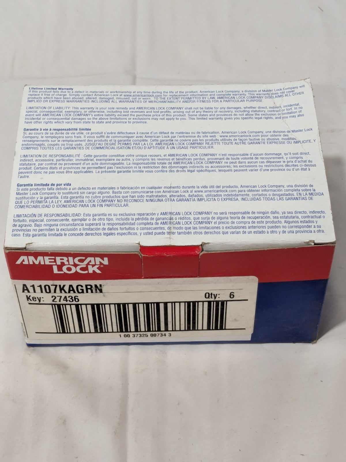 (6)American Lock Lockout Padlock Keyed Alike, Aluminum, 3 High A1107KAGRN-27436