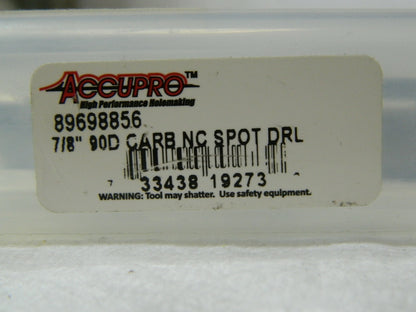 Accupro Solid Carbide Spotting Drill 7/8" Body Diam 90° 4" OAL 8969885