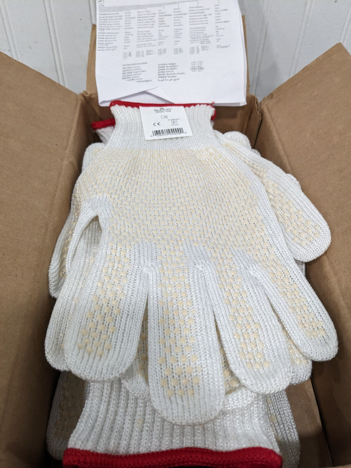 Showa Cut Resistant Glove, White, Reversible, Size L Qty 12 910C-09