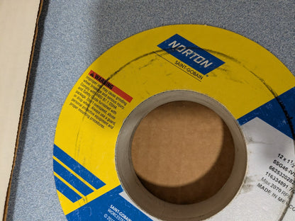 Norton Surface Grinding Wheel 12" Dia, 1-1/2" Thick, 3" Arbor 66253202820