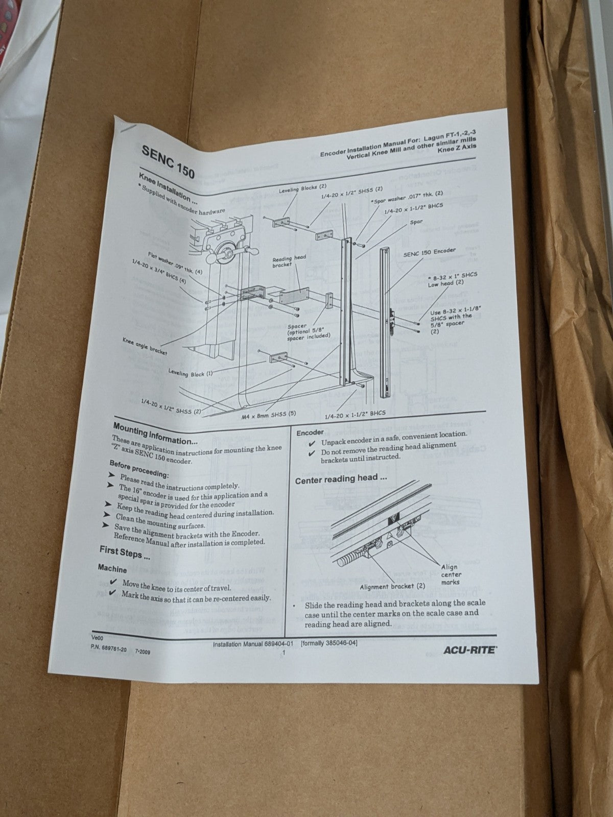 ACU-RITE Mounting Bracket Kit 689404-03