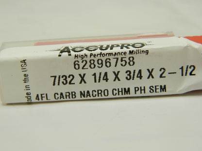 ACCUPRO Corner Chamfer End Mill: 7/32 Dia, 3/4 LOC 4 FL 62896758