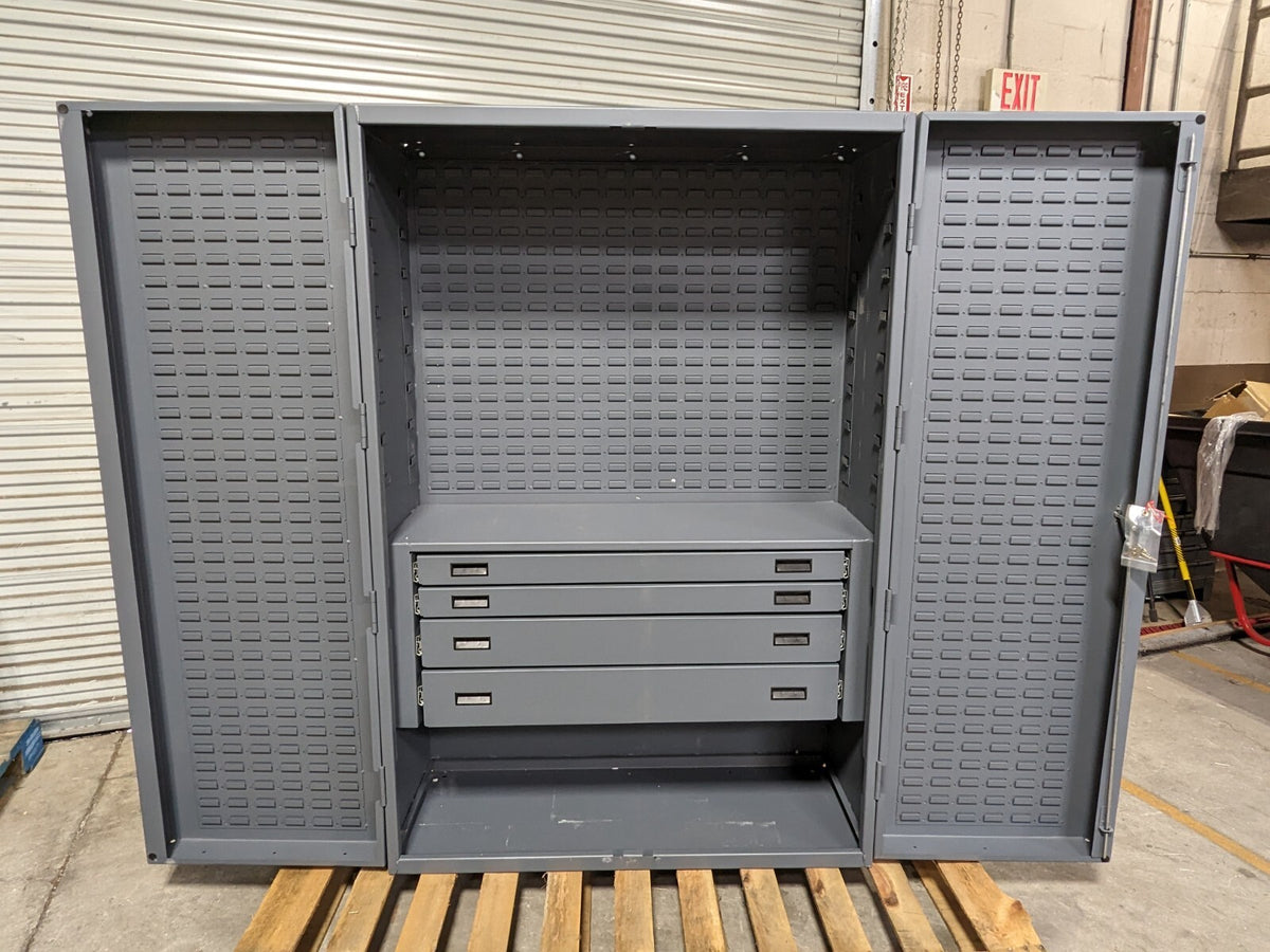Durham Heavy Duty Storage Cabinet w/ Bins 4-Drawer 1-Shelf 72" H x 48" W x 24" D