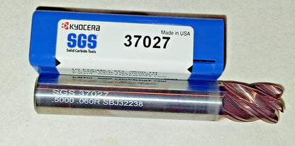SGS Roughing End Mill 1/2" Dia 0.0600" Corner Radius Carbide 3" OAL 37027