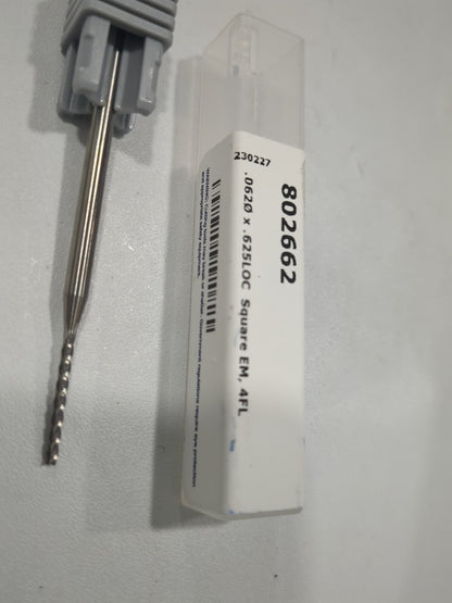 HARVEY TOOL Square End Mill 1/16"Dia 4 Fl Solid Carbide 802662
