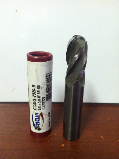 Melin 5/8" x 5/8" x 1-1/4" x 3-1/2" 4F Carbide Ball End Mill #CCMG-2020-B