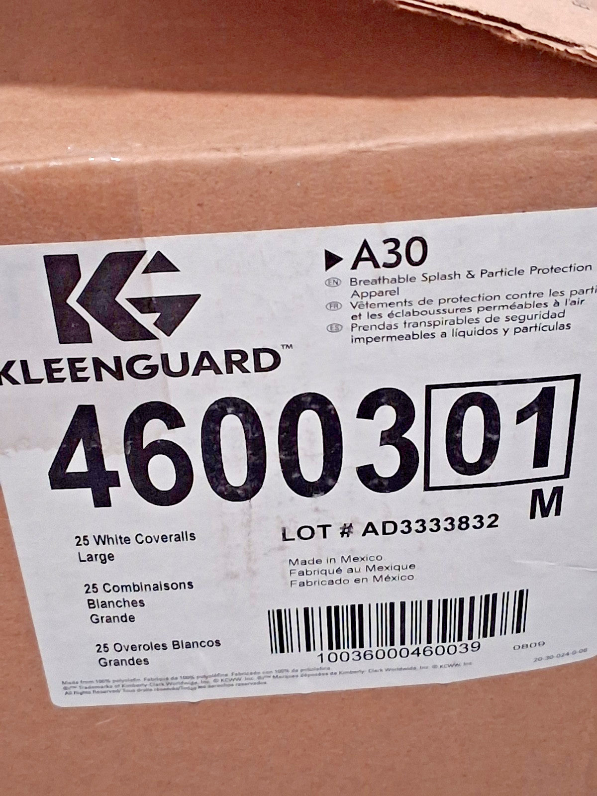 Kleenguard Splash & Particle Protection Disposable Coveralls QTY25 Size L 46003