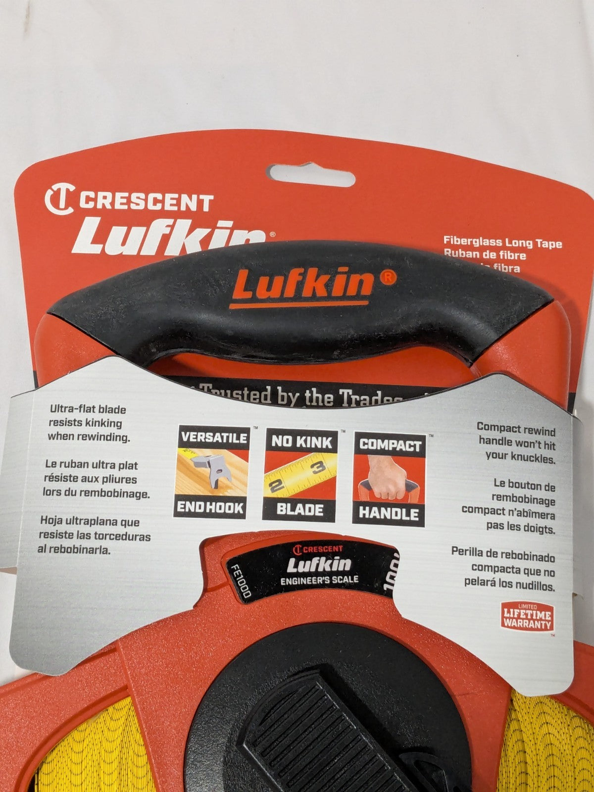 Lufkin 1/2" x 100' Engineer's Fiberglass Tape Measure FE100D