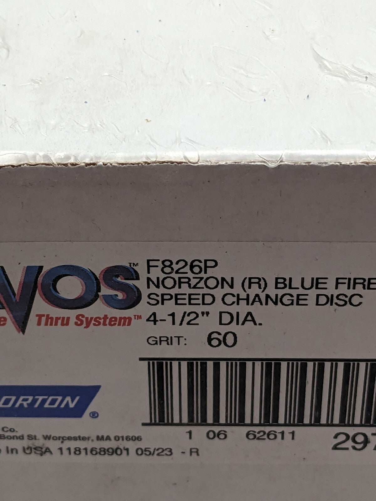 NORTON Fiber Disc: 4-1/2" Disc Dia, 5/8-11 Hole, 60 Grit Qty 40 66261129721