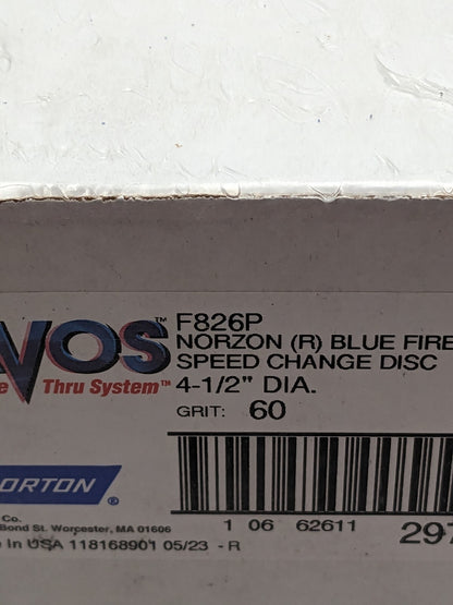 NORTON Fiber Disc: 4-1/2" Disc Dia, 5/8-11 Hole, 60 Grit Qty 40 66261129721