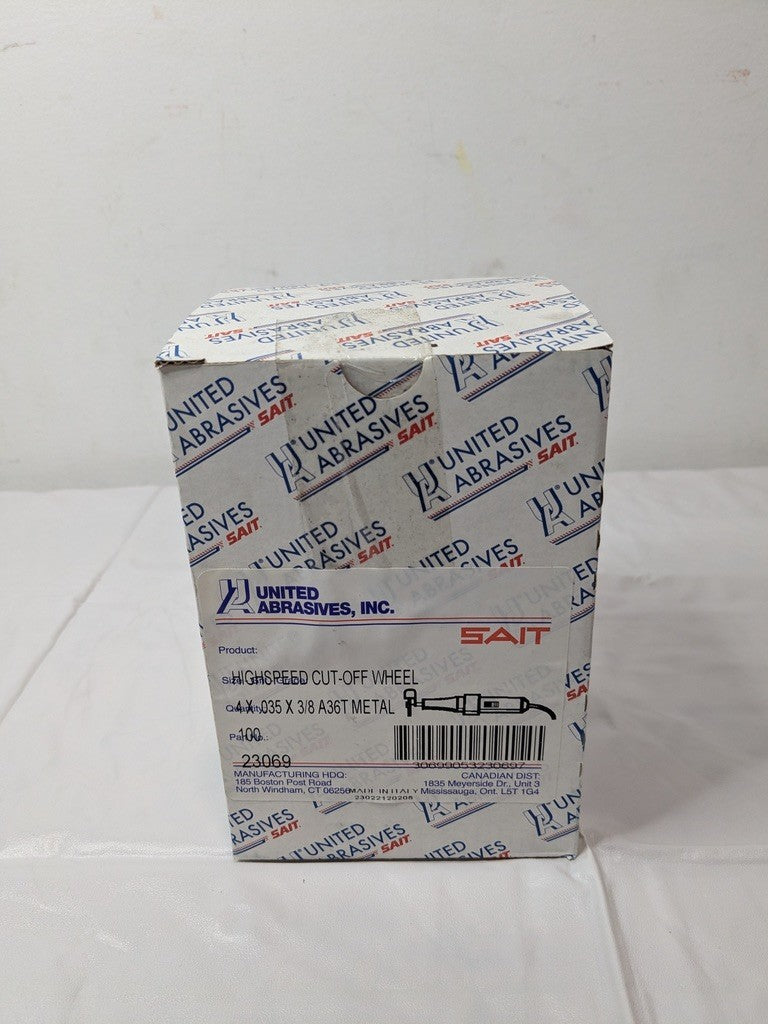 100 PACK United Abrasives SAIT HS Cut-Off Wheels 4" x .035" x 3/8" A36T 23069