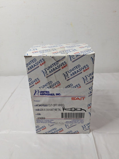 100 PACK United Abrasives SAIT HS Cut-Off Wheels 4" x .035" x 3/8" A36T 23069