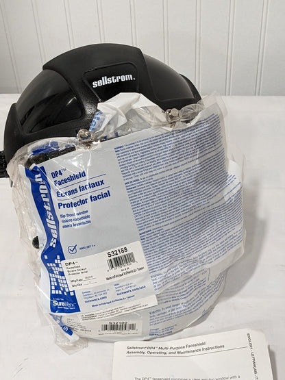 SELLSTROM Welding Face Shield &amp; Headgear: Polycarbonate, Black, 9" High