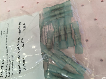 Butt Splice Terminal 15ct Heat Shrink Polyolefin, 1.5 to 2.5 Sq mm MSC-21977-LF