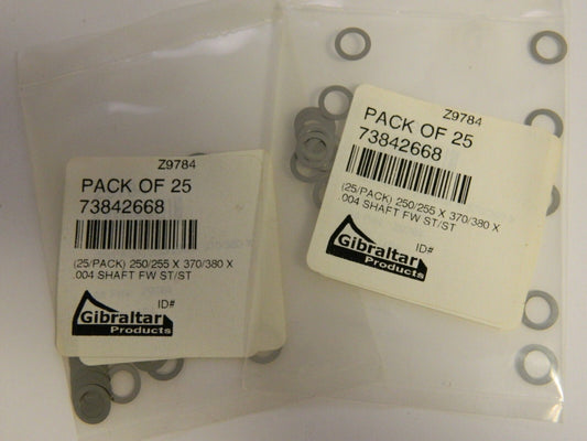 Gibraltar 0.004" Thick 0.25 to 0.255" In x 0.37 to 0.38" OD Round Shims QTY 50