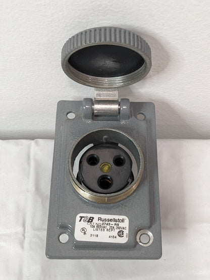 Thomas & Betts Russellstoll Screw Cap Receptacle FS/FD 2P-3W 250V 20A 3743-RS