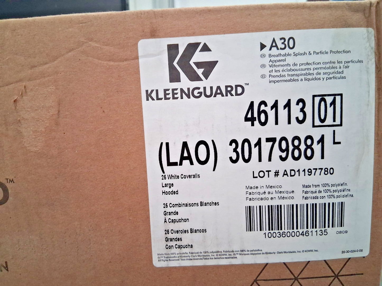 Kleenguard Splash & Particle Protection Disposable Coveralls QTY25 SizeL 46113