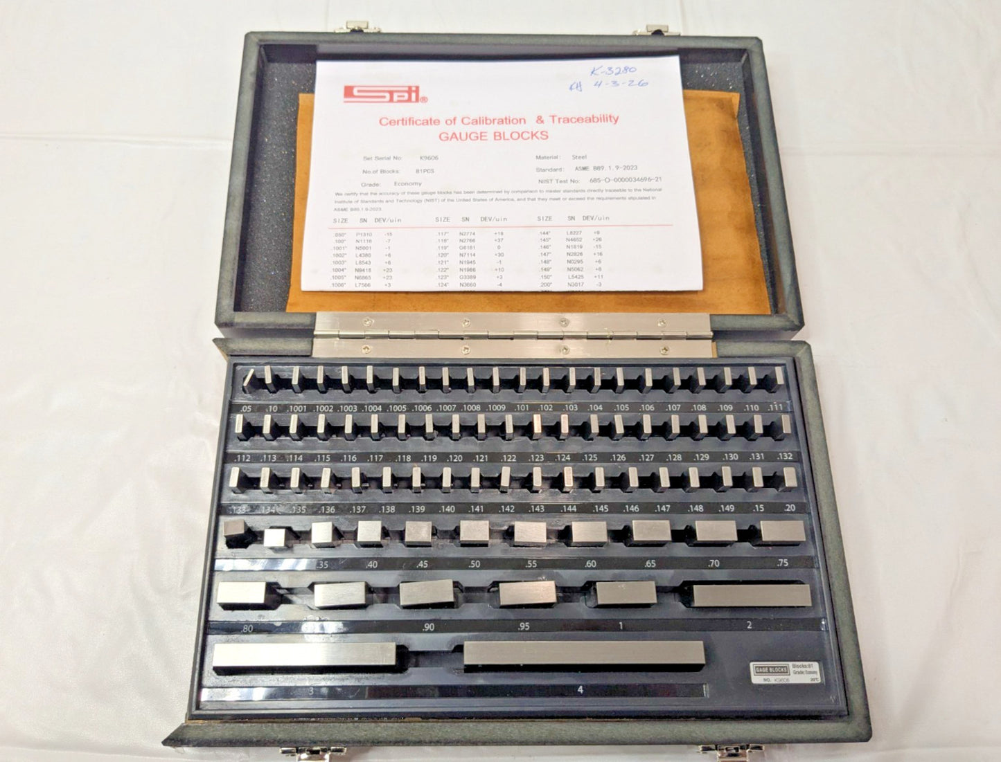 SPI 81 Piece Gage Block Set 0.05 to 4'' Range Economy Grade 30-912-0