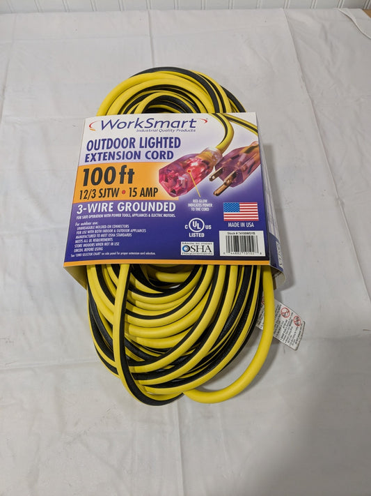Work Smart Yellow/Black Extension Cord 100', 12/3 Gauge/Conductors 74100WSYB