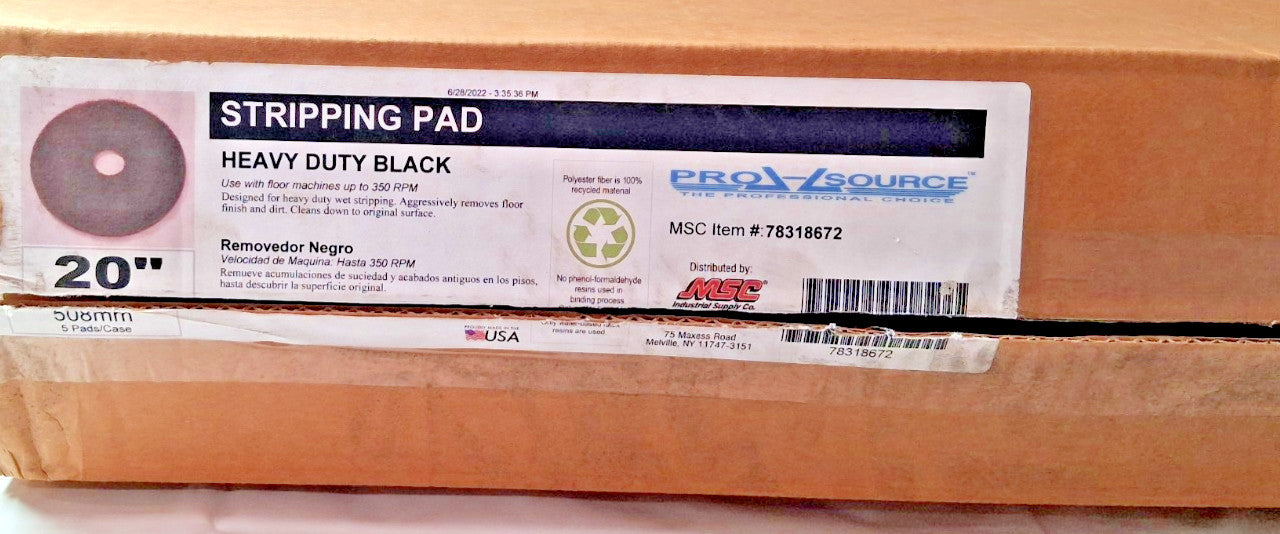Pro-Source Floor Stripping Pads 20in Heavy Duty Black QTY5 PS-400120