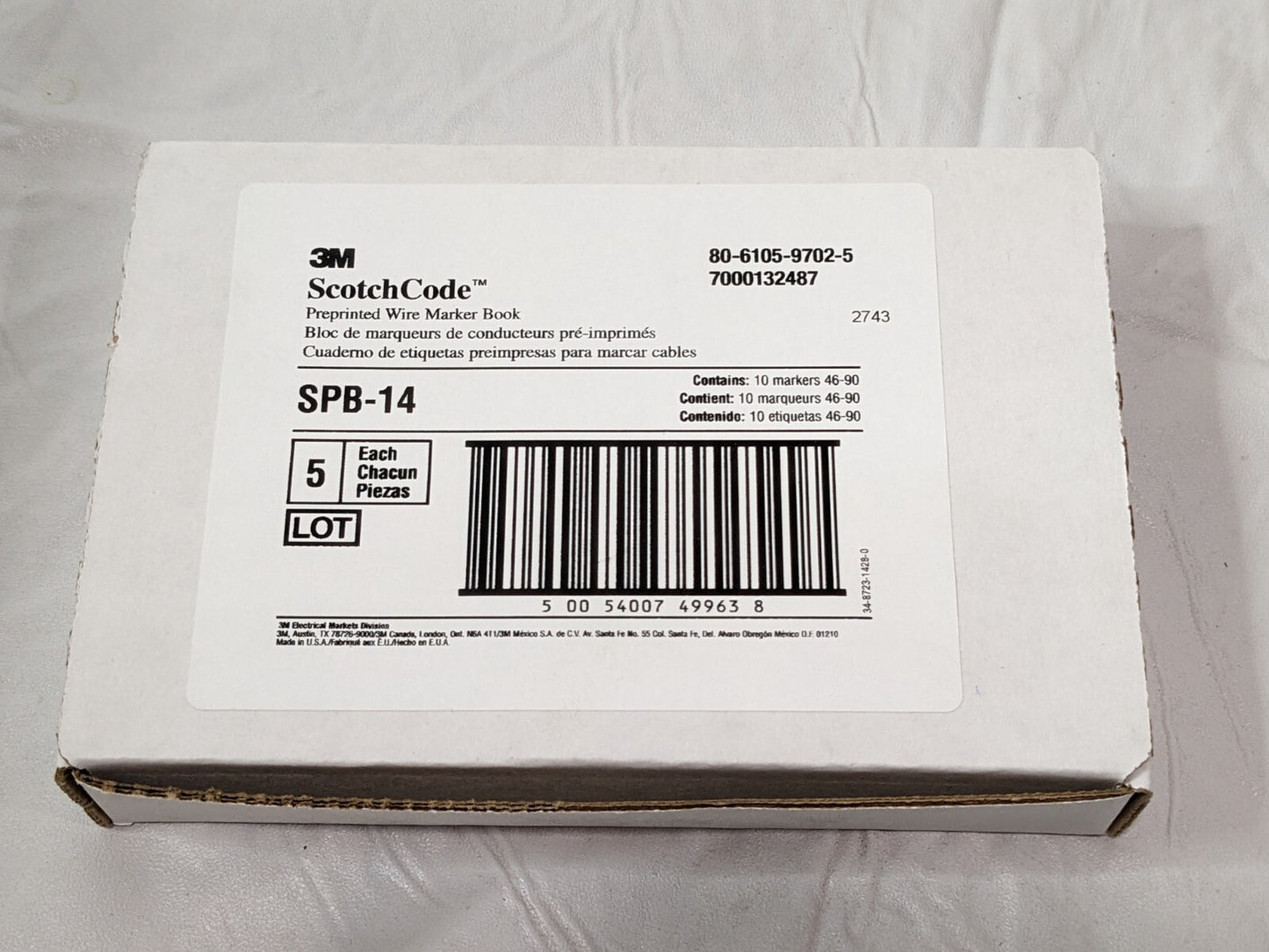 CASE OF 5 3M ScotchCode Pre-Printed Wire Marker Book SPB-14 7000132487
