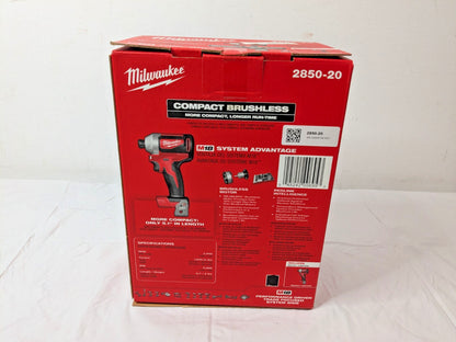 Milwaukee M18 Compact Brushless 1/4" Hex Impact Driver 2850-20 TOOL ONLY
