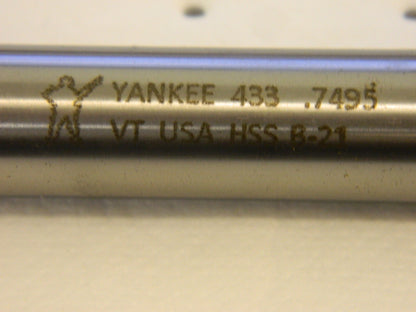 Chucking Reamer: 0.7495 Dia 9-1/2 OAL Straight Flute HSS 433-0.7495