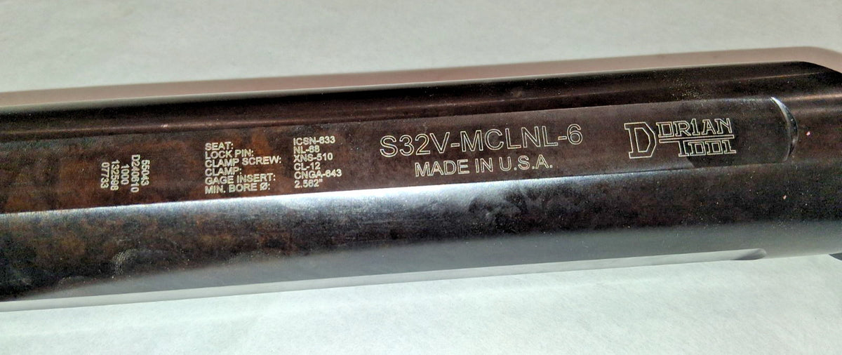 Dorian Tool Indexable Boring Bar S32V-MCLNL-6, 2.5620" Min Bore 73310155043