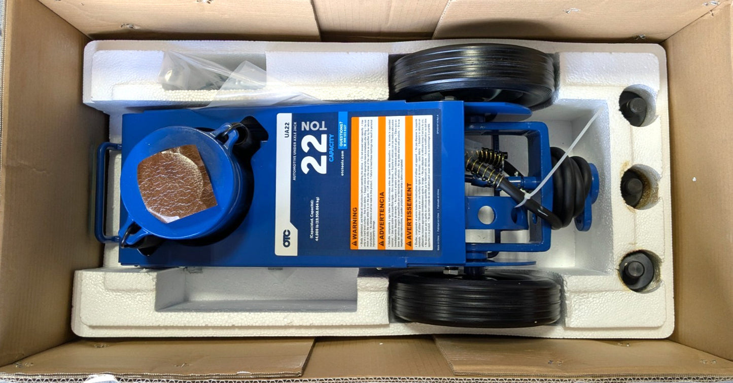 OTC UA22  22 Ton Under-Axle Jack  Hydraulic/Pneumatic 21" Max Height  Heavy Duty