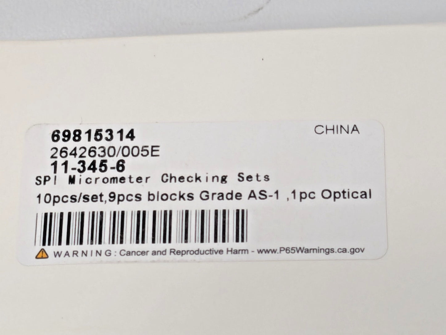 SPI Gage Block Set 9 Blocks 1 Flat 0.0625 to 2'' Range Grade AS-1 11-3