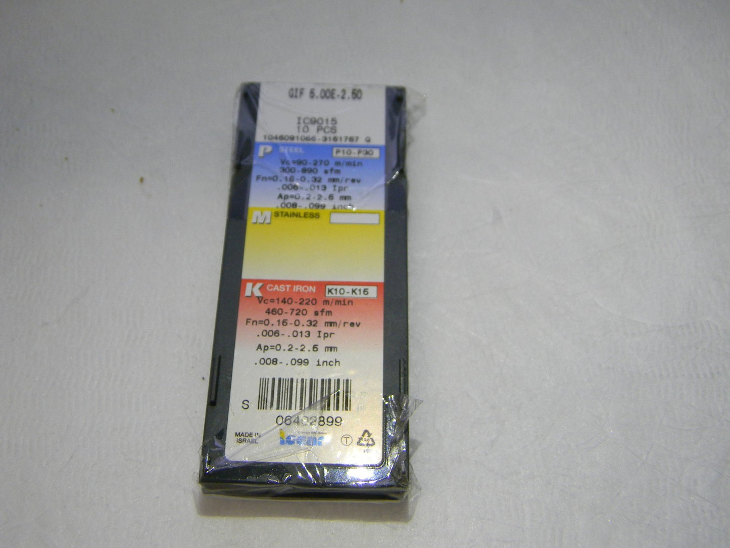Iscar Carbide Grooving Inserts GIF 5.00E-2.50 Grade IC9015 QTY 8  6402899