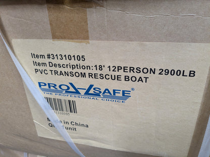 Pro Safe Inflatable PVC Transom Rescue Boat 18 Ft. 12-Person 2900 Lb. Capacity